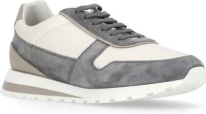 BRUNELLO CUCINELLI Grijze Leren Sneakers met Logodetails Gray Heren