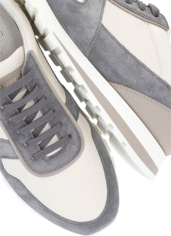 BRUNELLO CUCINELLI Grijze Leren Sneakers met Logodetails Gray Heren