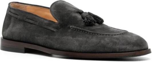 BRUNELLO CUCINELLI Grijze Suède Kwast Detail Platte Schoenen Gray Heren