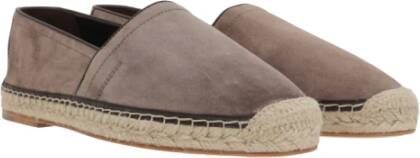 BRUNELLO CUCINELLI Grijze Suède Platte Espadrilles Beige Heren