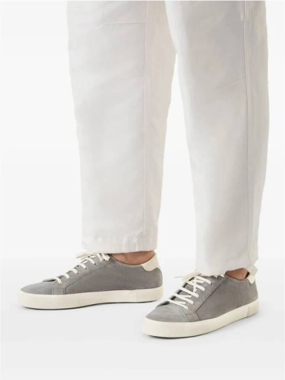 BRUNELLO CUCINELLI Grijze Vetersneaker met Logoprint Gray Heren