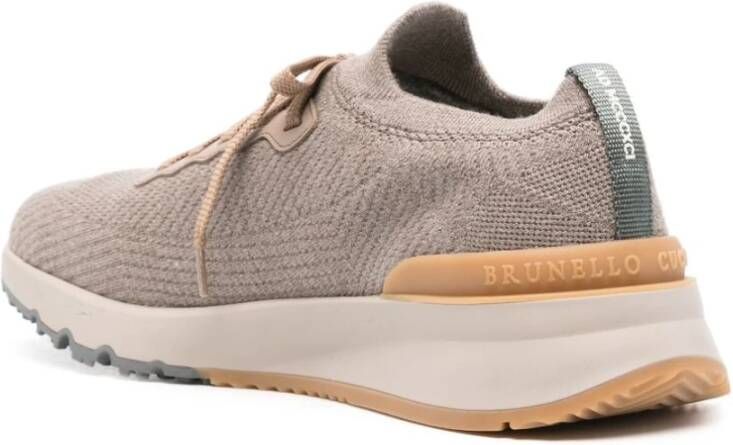 BRUNELLO CUCINELLI Grijze Wollen Sneakers met Leren Details Gray Heren