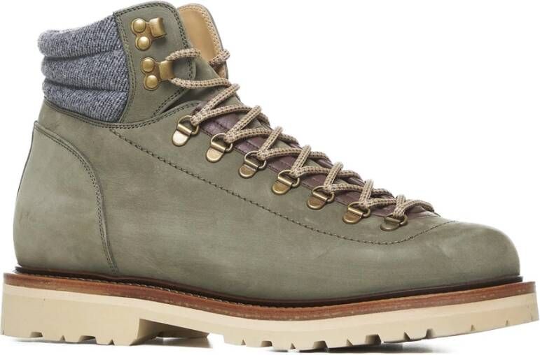 BRUNELLO CUCINELLI Groene Nubuck Enkellaarzen Green Heren