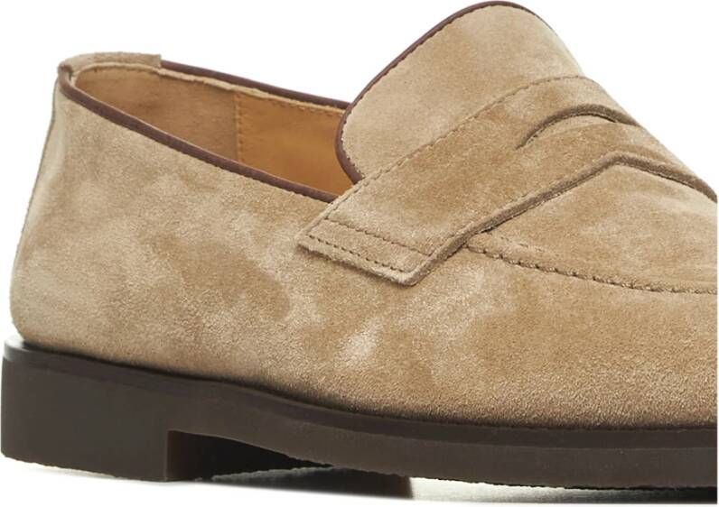 BRUNELLO CUCINELLI Hazelnoot Suède Penny Loafers Bruin Brown Heren