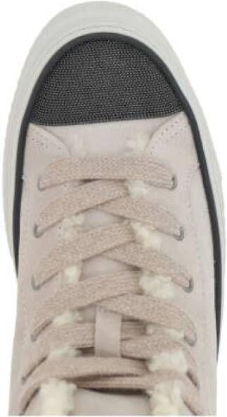 BRUNELLO CUCINELLI Hoge Top Suède Sneakers met Nikkelvrije Decoratie Beige Dames