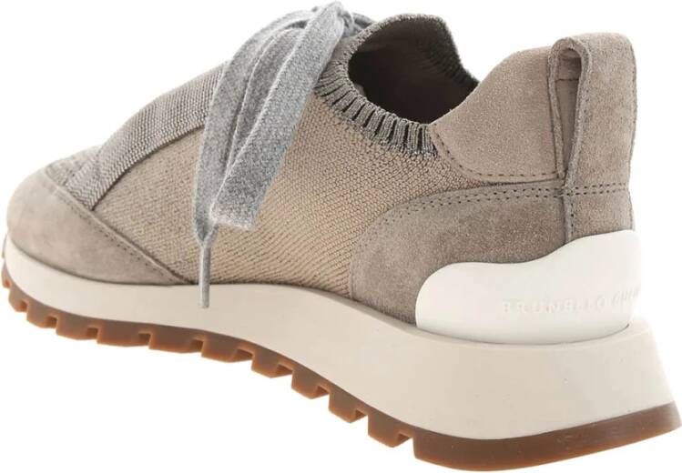 BRUNELLO CUCINELLI Hoogwaardige leren sneakers voor modieuze vrouwen Gray Dames