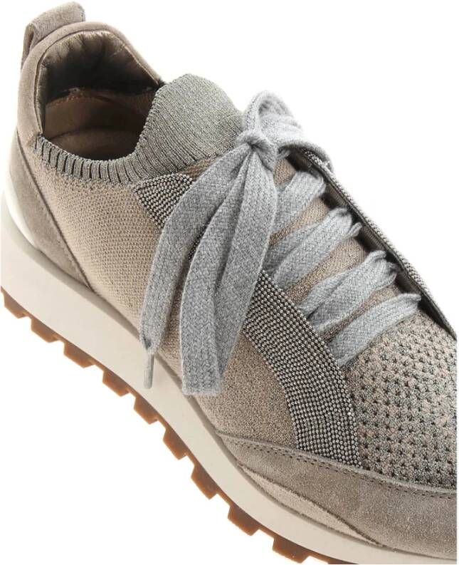 BRUNELLO CUCINELLI Hoogwaardige leren sneakers voor modieuze vrouwen Gray Dames