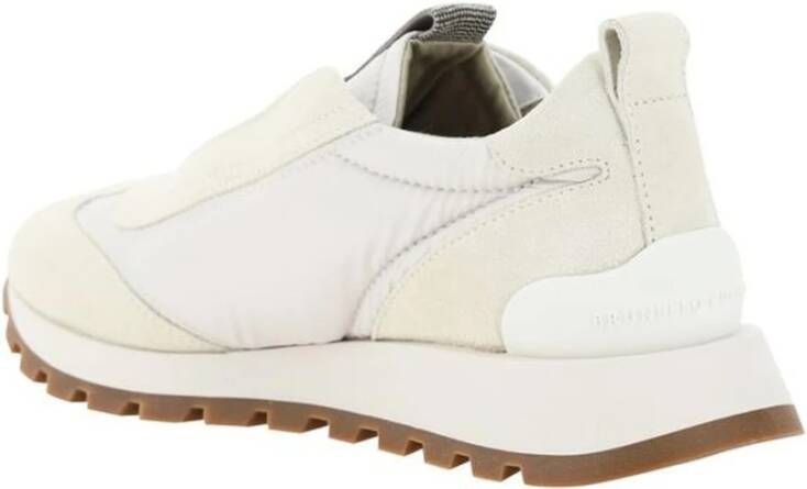 BRUNELLO CUCINELLI Instap sneakers met versierde voorkant en suède White Dames