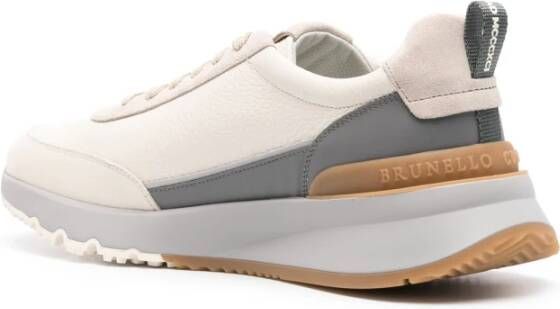 BRUNELLO CUCINELLI Italiaanse Leren Sneakers Rubberen Zool Designers Code Beige Heren