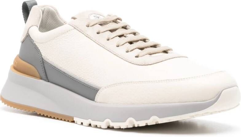 BRUNELLO CUCINELLI Italiaanse Leren Sneakers Rubberen Zool Designers Code Beige Heren