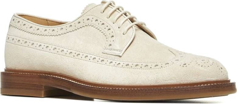 BRUNELLO CUCINELLI Ivoor Platte Schoenen Longwing Brogue Derby Beige Heren