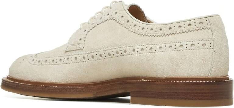 BRUNELLO CUCINELLI Ivoor Platte Schoenen Longwing Brogue Derby Beige Heren