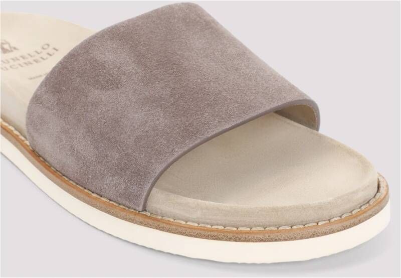 BRUNELLO CUCINELLI Kameel Leren Sandalen Gray Heren