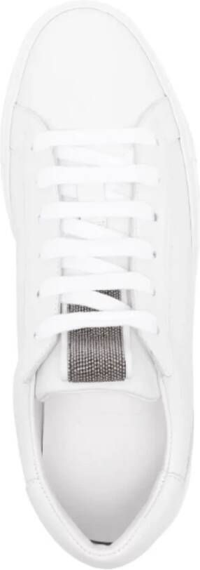 BRUNELLO CUCINELLI Ketting-geaccentueerde Witte Leren Sneakers White Dames