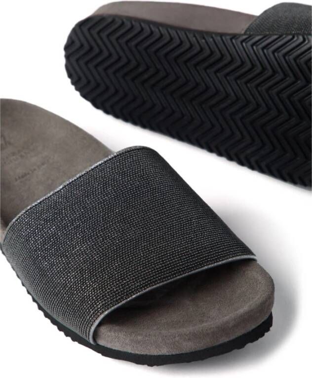 BRUNELLO CUCINELLI Klassieke Riem Slippers Gray Dames