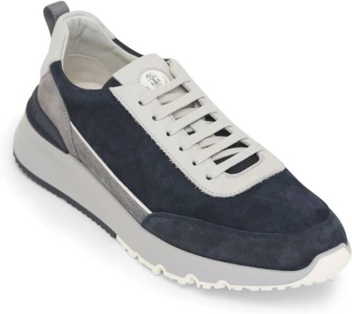 BRUNELLO CUCINELLI Lage Panel Sneakers Blauw Grijs Wit Blue Heren