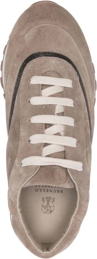 BRUNELLO CUCINELLI Leren Chain Sneakers Made in Italy Beige Dames