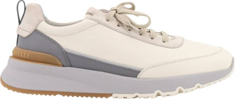 BRUNELLO CUCINELLI Leren en suède sneakers White Heren