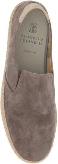 BRUNELLO CUCINELLI Leren Espadrilles met Touw Zool Brown Heren