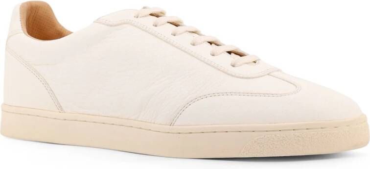 BRUNELLO CUCINELLI Leren Logo Sneakers Rubberen Zool Italië White Heren