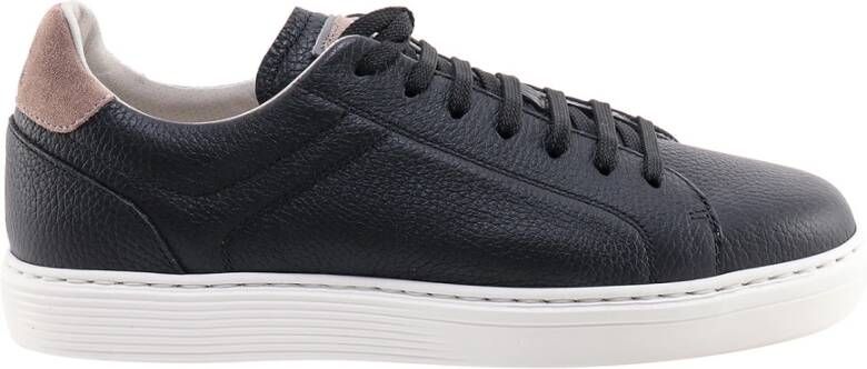 BRUNELLO CUCINELLI Leren sneakers met suède details Blue Heren