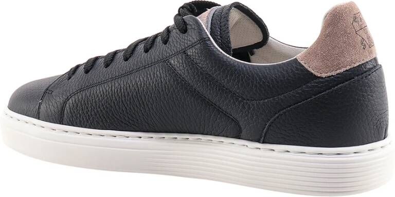 BRUNELLO CUCINELLI Leren sneakers met suède details Blue Heren