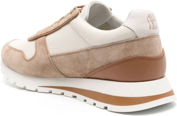 BRUNELLO CUCINELLI Licht Beige Suède Panel Sneakers Beige Heren