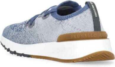 BRUNELLO CUCINELLI Lichtblauwe Katoenen Sneakers voor Mannen Blue Heren