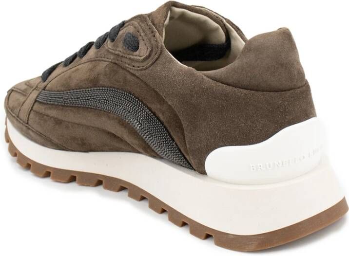 BRUNELLO CUCINELLI Lichtgewicht wol canvas suède runners Brown Dames