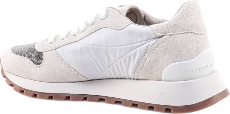 BRUNELLO CUCINELLI Luxe nylon en suède sneakers White Dames