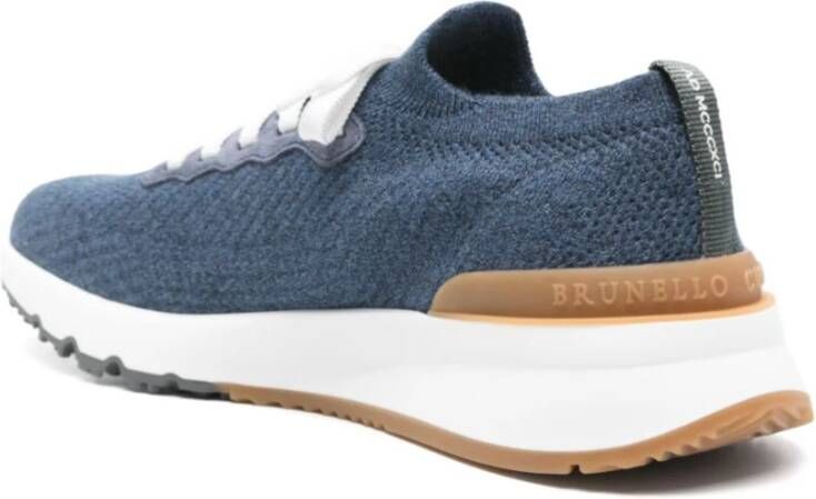 BRUNELLO CUCINELLI Marineblauwe Gebreide Sok-Stijl Sneakers Blue Heren