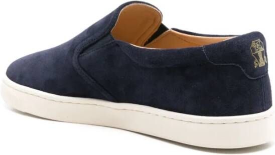 BRUNELLO CUCINELLI Marineblauwe Klittenband Sneakers Blue Heren