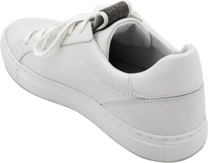 BRUNELLO CUCINELLI Mat Leren Sneakers met Iconische Decoratie White Dames