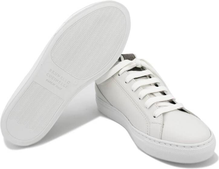 BRUNELLO CUCINELLI Mat Leren Sneakers met Iconische Decoratie White Dames