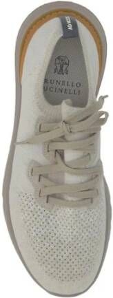 BRUNELLO CUCINELLI Mesh Lace-Up Sneakers met puntige neus Beige Heren