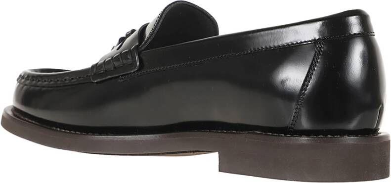 BRUNELLO CUCINELLI Minimal Calfskin Penny Loafer Tassels Black Dames