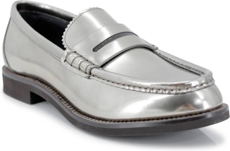 BRUNELLO CUCINELLI Moderne Penny Loafer Platte Schoenen Gray Dames