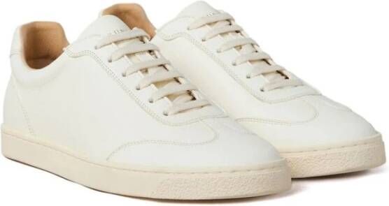 BRUNELLO CUCINELLI Off-White Leren Sneaker Logo Print White Heren