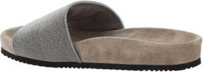 BRUNELLO CUCINELLI Platte sandalen met juweelversierde band Brown Dames