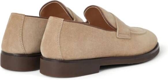 BRUNELLO CUCINELLI Platte Suède Penny Loafer Schoenen Beige Heren