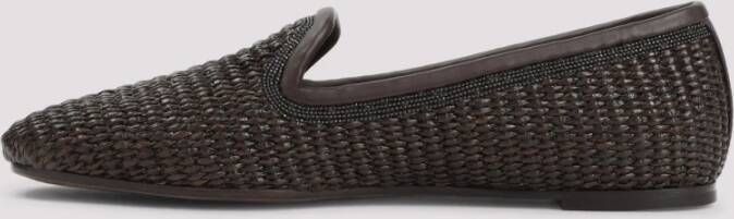 BRUNELLO CUCINELLI Rafia Slippers Brown Dames