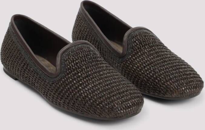 BRUNELLO CUCINELLI Rafia Slippers Brown Dames