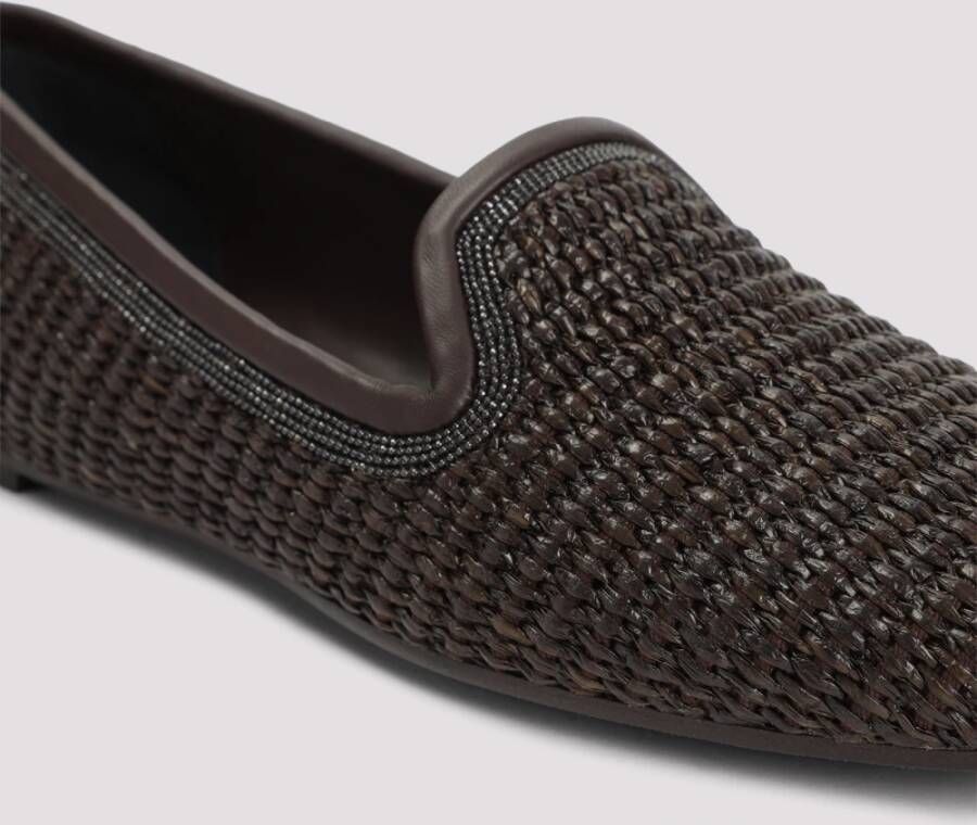 BRUNELLO CUCINELLI Rafia Slippers Brown Dames