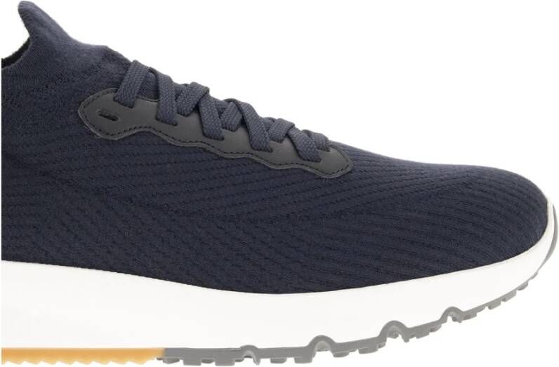 BRUNELLO CUCINELLI Runners van katoenen breisel en halfglanzend kalfsleer Blue Heren