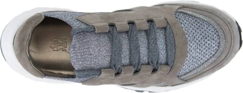 BRUNELLO CUCINELLI Sneakers van suède met nylon inzetstukken Gray Dames