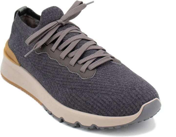 BRUNELLO CUCINELLI Sportieve Gebreide Schoenen voor Dynamische Mannen Gray Heren