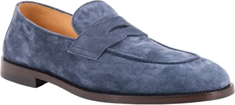 BRUNELLO CUCINELLI Stijlvolle Suède Loafers Blue Heren