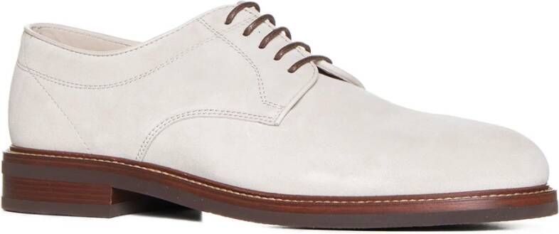 BRUNELLO CUCINELLI Beige Suède Derby Platte Schoenen Beige Heren