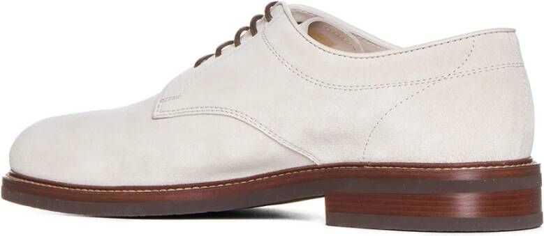 BRUNELLO CUCINELLI Beige Suède Derby Platte Schoenen Beige Heren