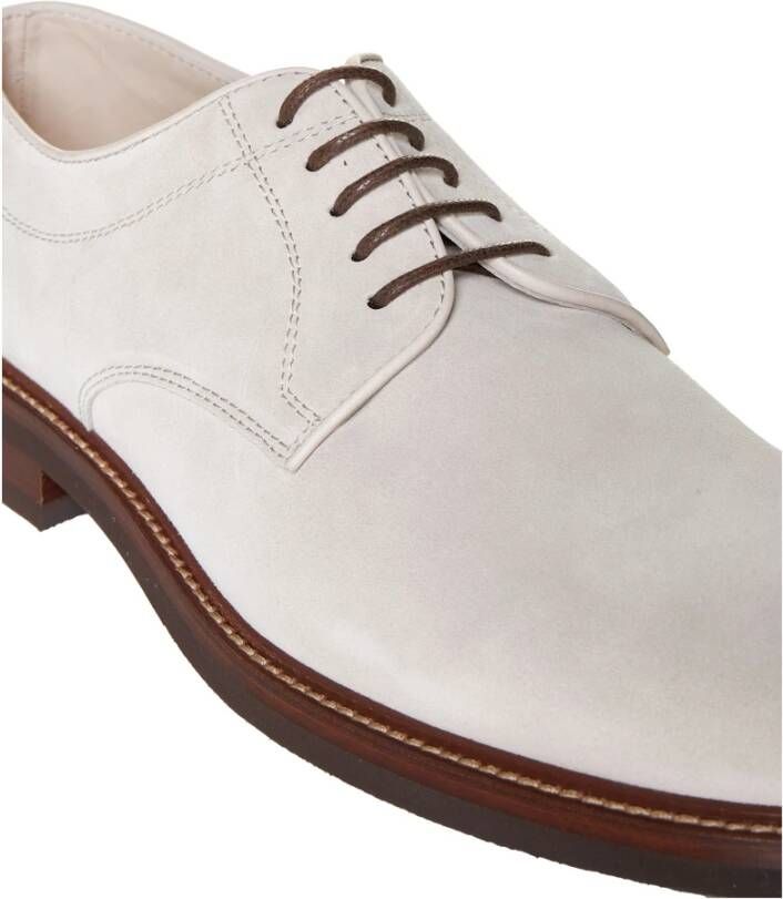 BRUNELLO CUCINELLI Beige Suède Derby Platte Schoenen Beige Heren